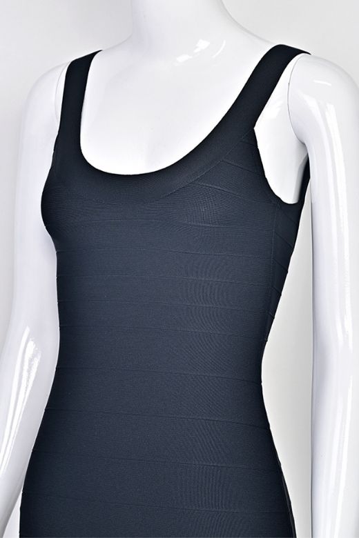 Woman wearing a figure flattering Cindy Bandage Mini Dress - Classic Black BODYCON COLLECTION Pty Ltd