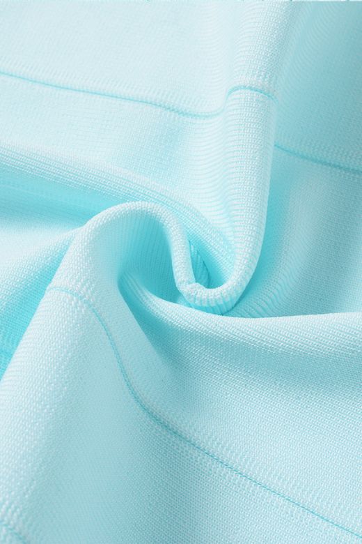 Woman wearing a figure flattering Maria Bandage Mini Dress - Baby Blue BODYCON COLLECTION