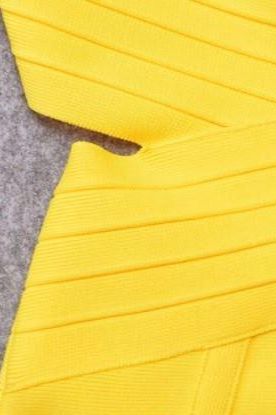 Woman wearing a figure flattering Pia Bandage Dress - Sun Yellow BODYCON COLLECTION