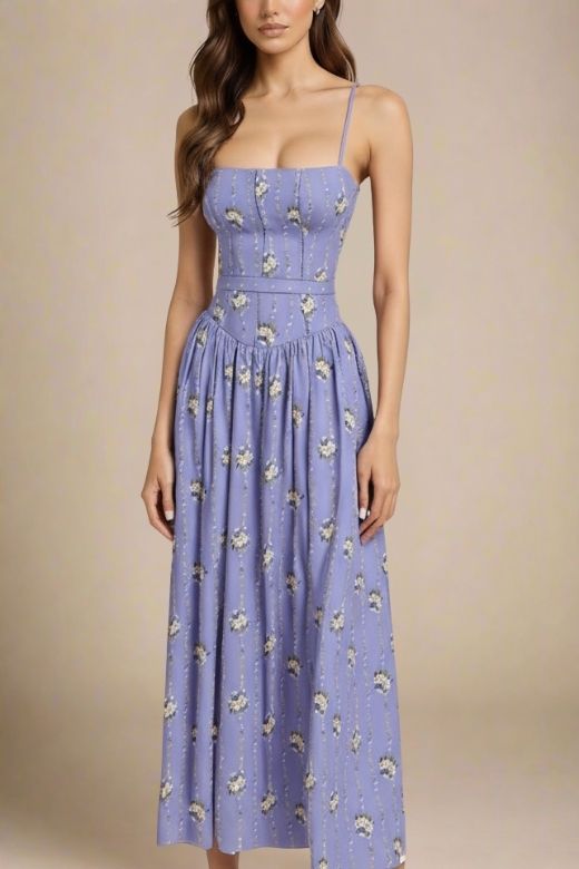 Woman wearing a figure flattering Tasmin Midi Dress - Royal Blue BODYCON COLLECTION