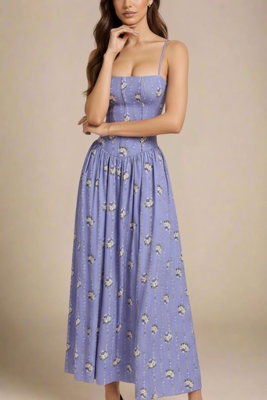 Woman wearing a figure flattering Tasmin Midi Dress - Royal Blue BODYCON COLLECTION