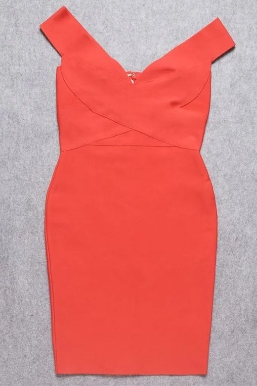 Woman wearing a figure flattering  Ash Bandage Dress - Lipstick Red Bodycon Collection