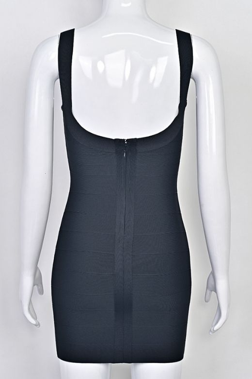 Woman wearing a figure flattering  Cindy Bandage Mini Dress - Classic Black BODYCON COLLECTION Pty Ltd