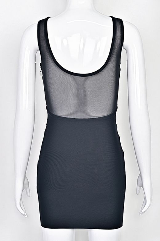 Woman wearing a figure flattering  Ellie Bodycon Mini Dress - Classic Black BODYCON COLLECTION Pty Ltd