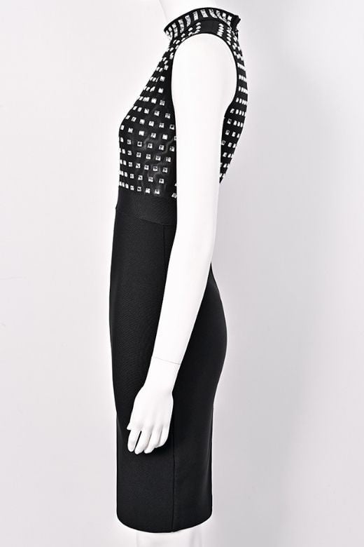 Woman wearing a figure flattering  Hazel Bodycon Dress - Classic Black BODYCON COLLECTION Pty Ltd