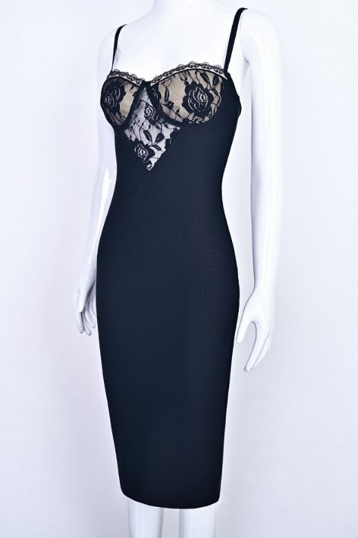 Woman wearing a figure flattering  Larissa Bodycon Dress - Classic Black BODYCON COLLECTION Pty Ltd