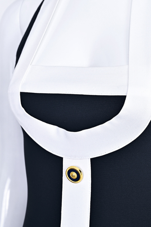 Woman wearing a figure flattering  Leone Bandage Mini Dress - Classic Black BODYCON COLLECTION Pty Ltd