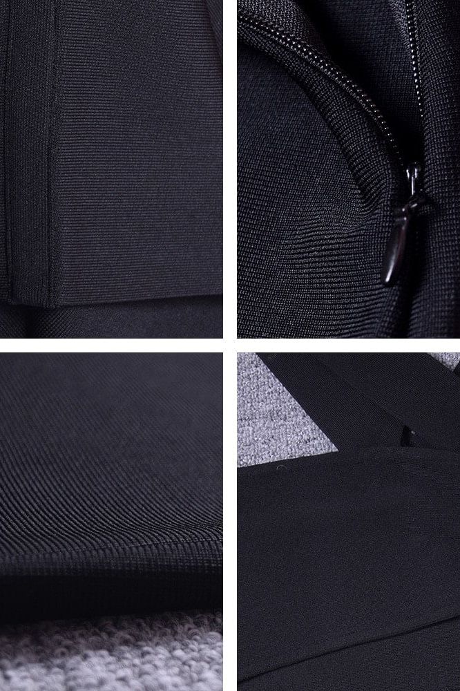 Woman wearing a figure flattering  Molly Bandage Midi Dress - Classic Black BODYCON COLLECTION