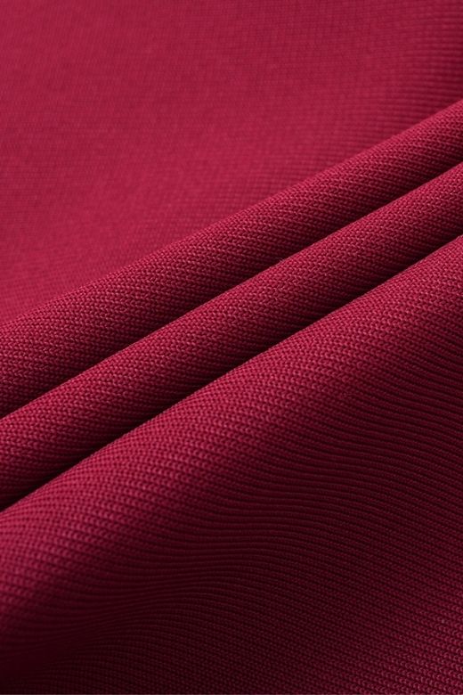 Woman wearing a figure flattering  Molly Bandage Midi Dress - Red Wine BODYCON COLLECTION