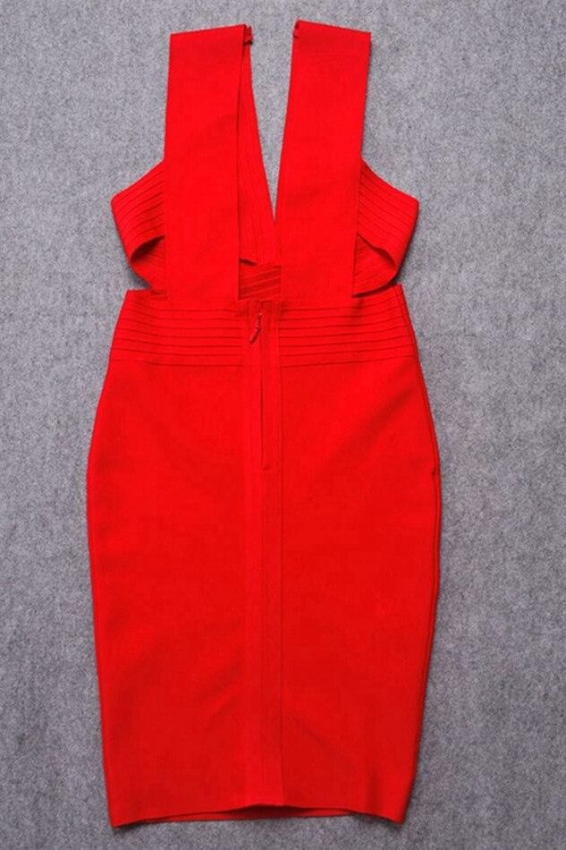 Woman wearing a figure flattering  Pia Bandage Dress - Lipstick Red BODYCON COLLECTION