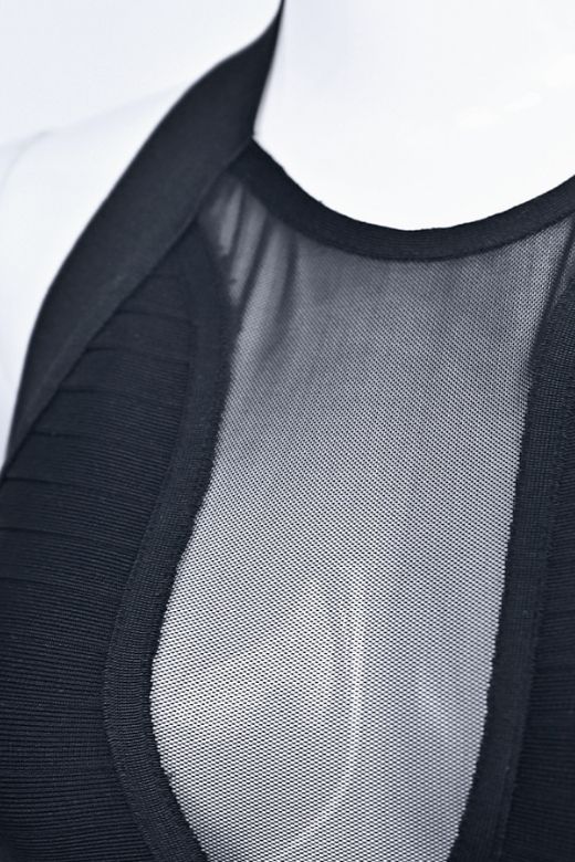 Woman wearing a figure flattering  Remi Bandage Mini Dress - Classic Black BODYCON COLLECTION Pty Ltd