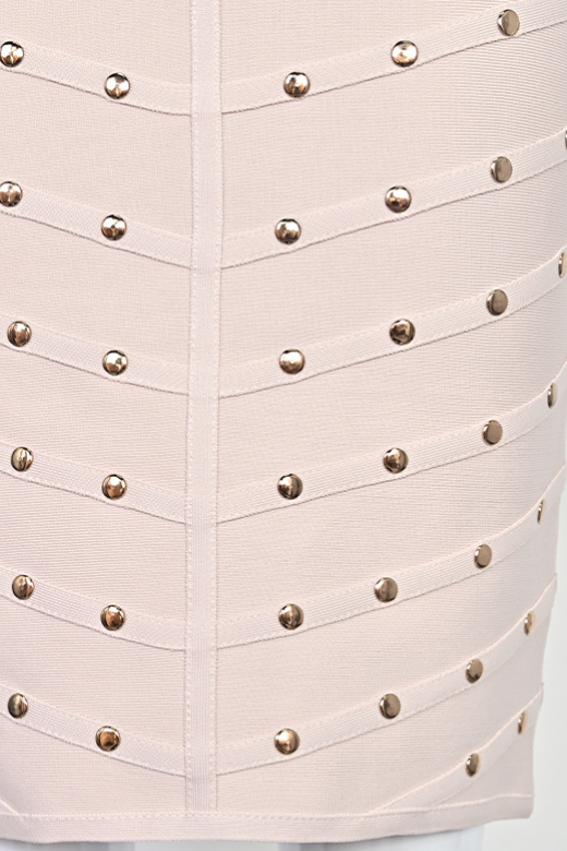 Woman wearing a figure flattering  Rosa Long Sleeve Bodycon Dress - Cream BODYCON COLLECTION