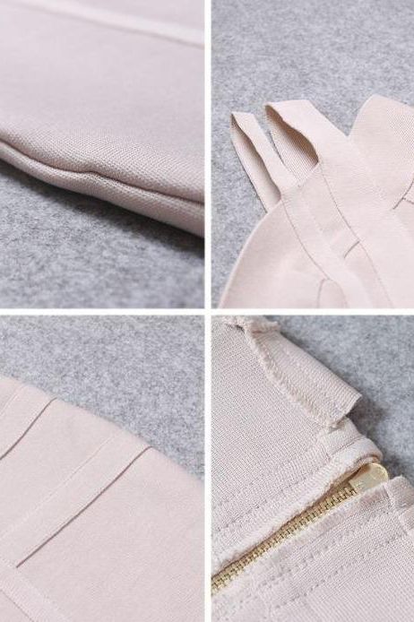 Woman wearing a figure flattering  Sia Bandage Dress - Cream Bodycon Collection