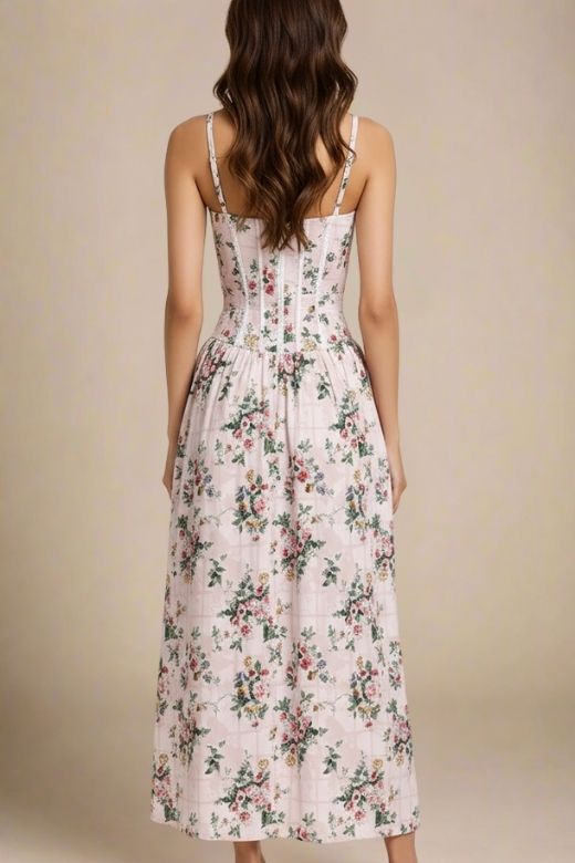 Woman wearing a figure flattering  Tasmin Midi Dress - Beige Cream BODYCON COLLECTION